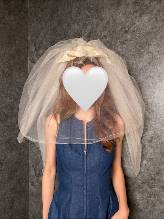 Vintage 1960s English Net Wedding Veil — Elbow Length with Tiny Hat